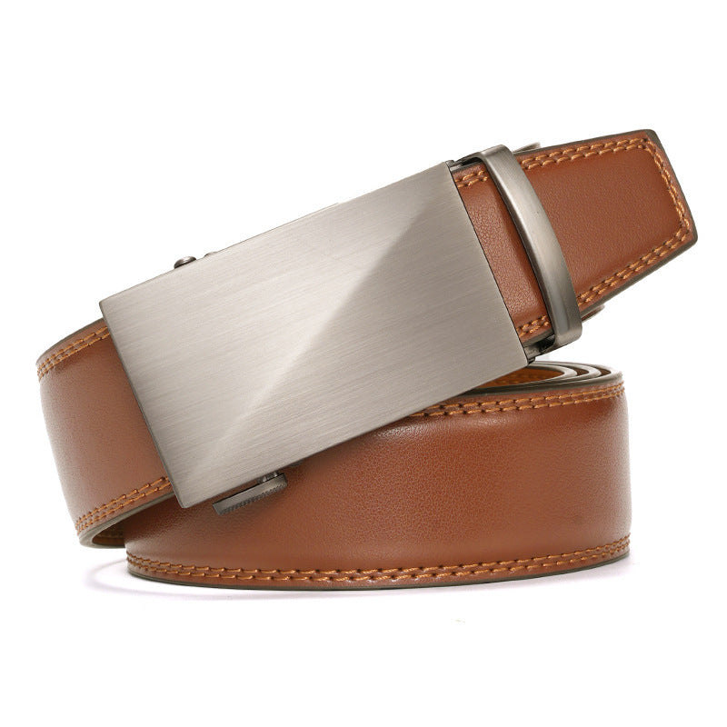 Men's Genuine Leather Automatic Ratcheting Buckle Belt