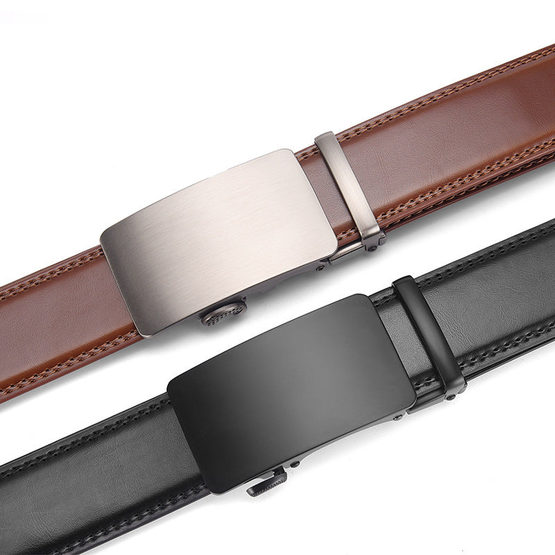 Men's Genuine Leather Automatic Ratcheting Buckle Belt