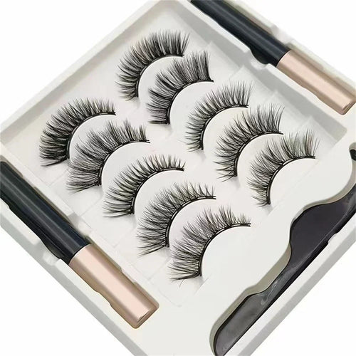5 Pair Magnetic Lashes, Eyeliner, Tweezers Set