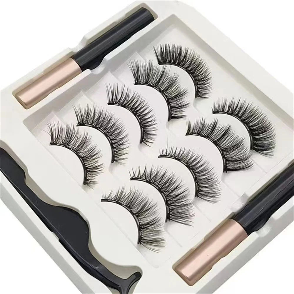 5 Pair Magnetic Lashes, Eyeliner, Tweezers Set