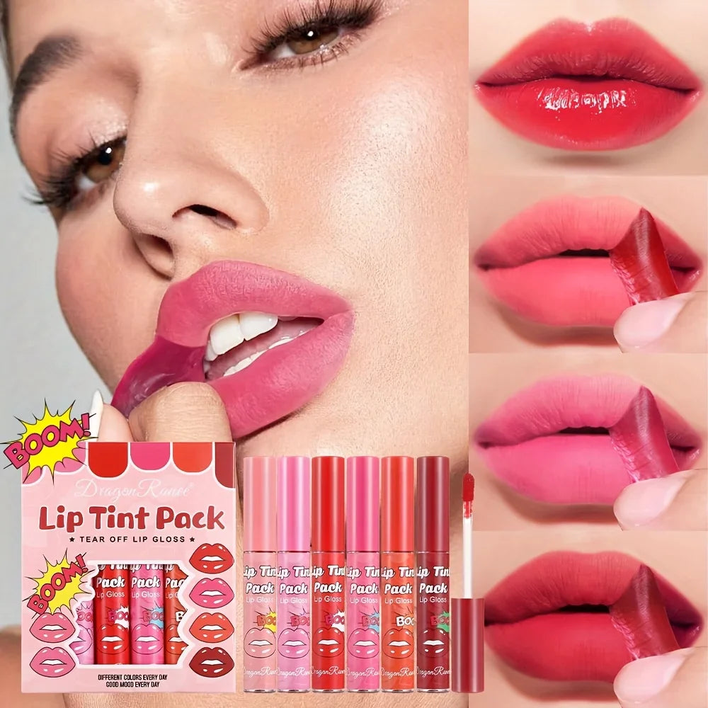 6-Piece Magic Lip Stain Set | Peel-Off Tint + Hydrating Mask