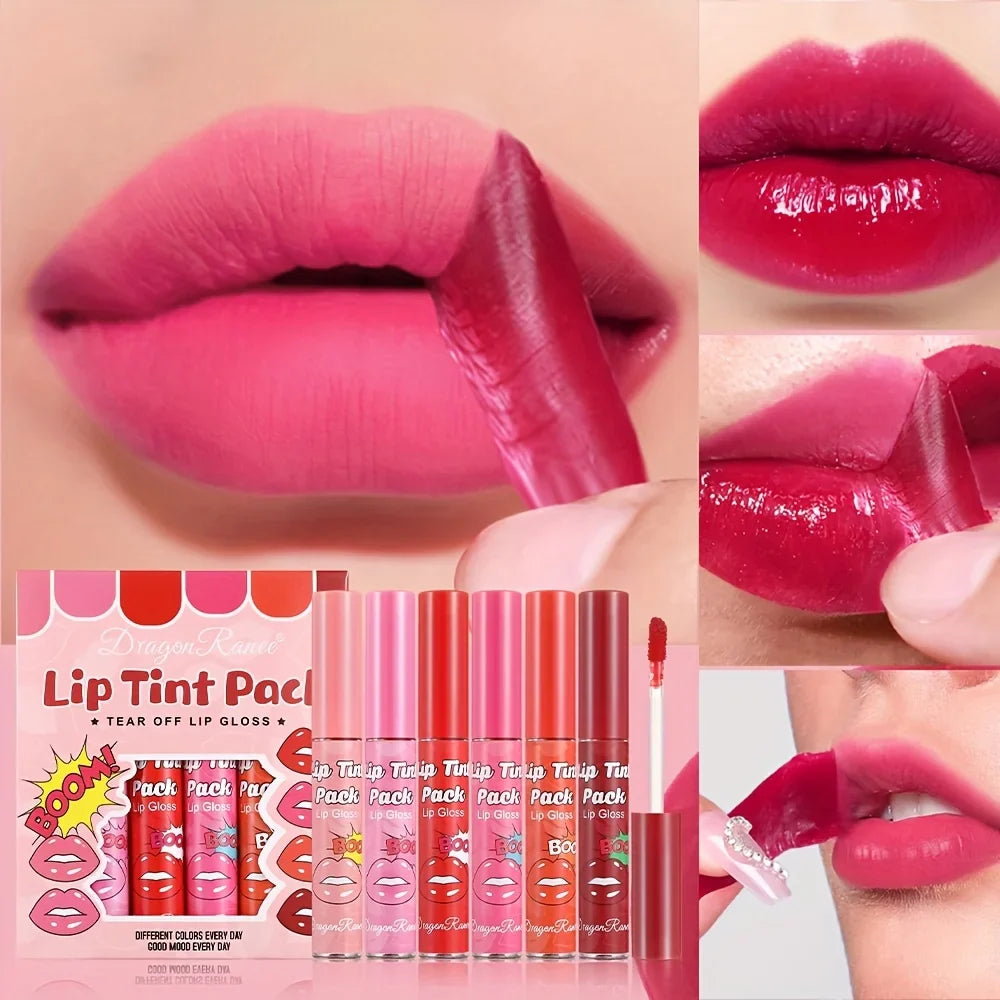 6-Piece Magic Lip Stain Set | Peel-Off Tint + Hydrating Mask