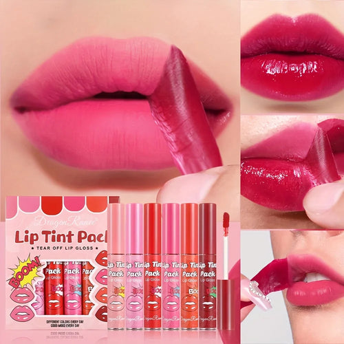 6-Piece Magic Lip Stain Set | Peel-Off Tint + Hydrating Mask