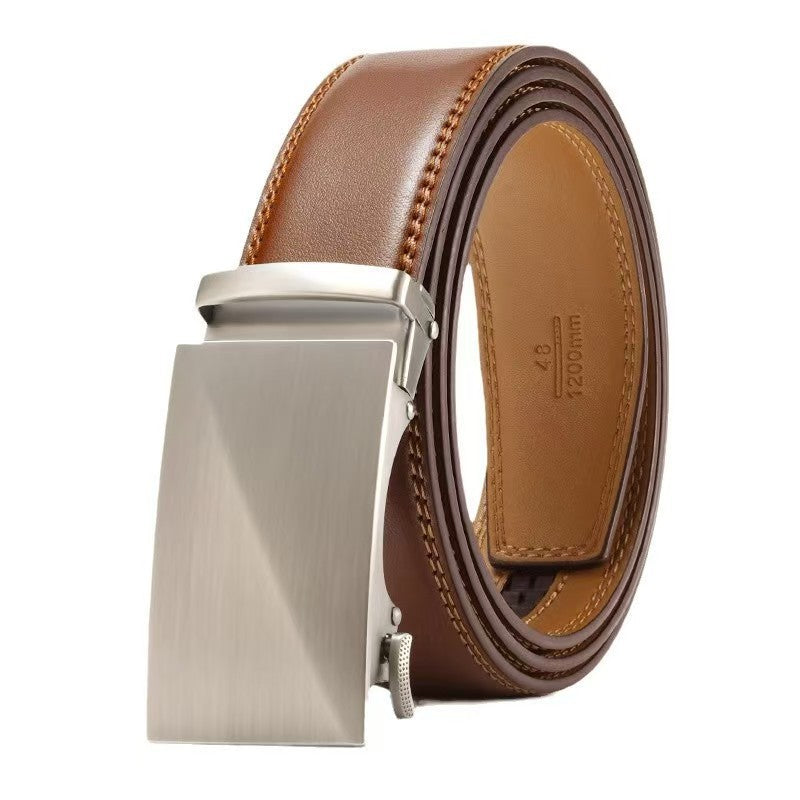 Men's Genuine Leather Automatic Ratcheting Buckle Belt