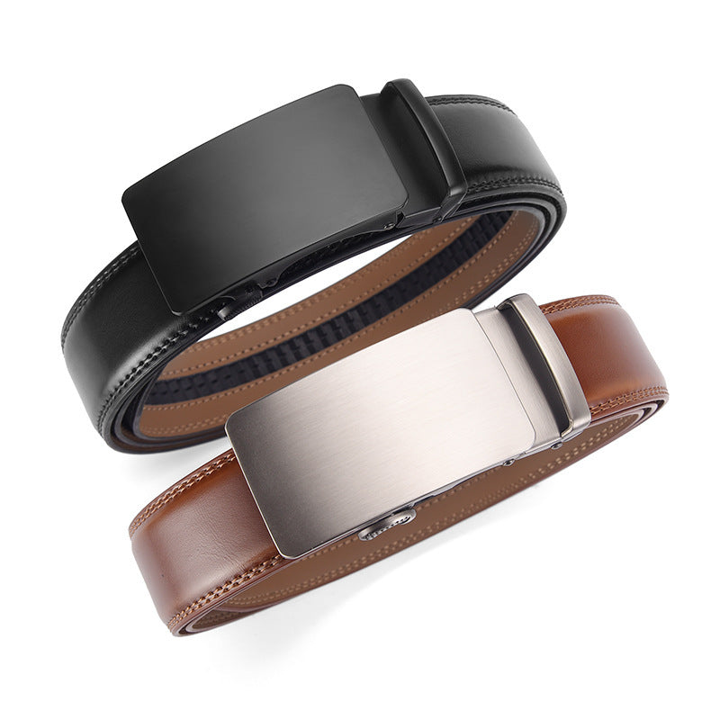 Men's Genuine Leather Automatic Ratcheting Buckle Belt